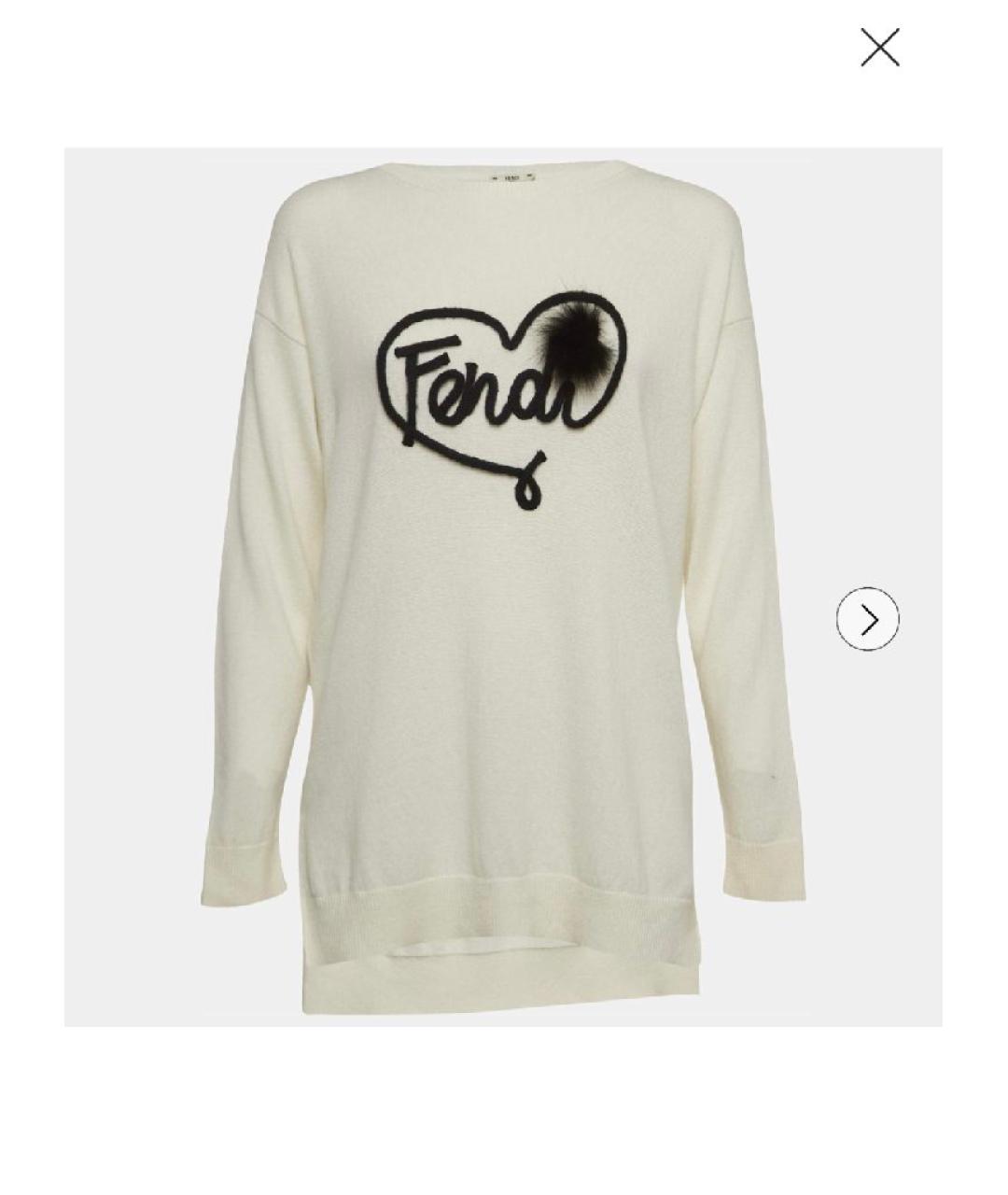 FENDI Бежевый кашемировый джемпер / свитер, фото 8