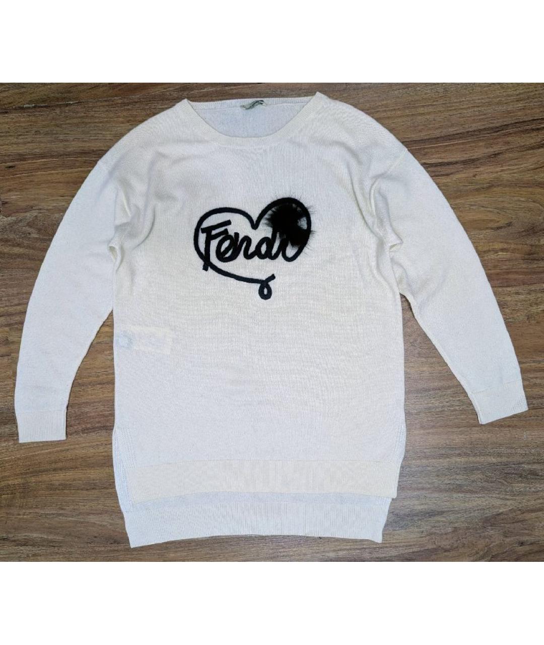 FENDI Бежевый кашемировый джемпер / свитер, фото 2