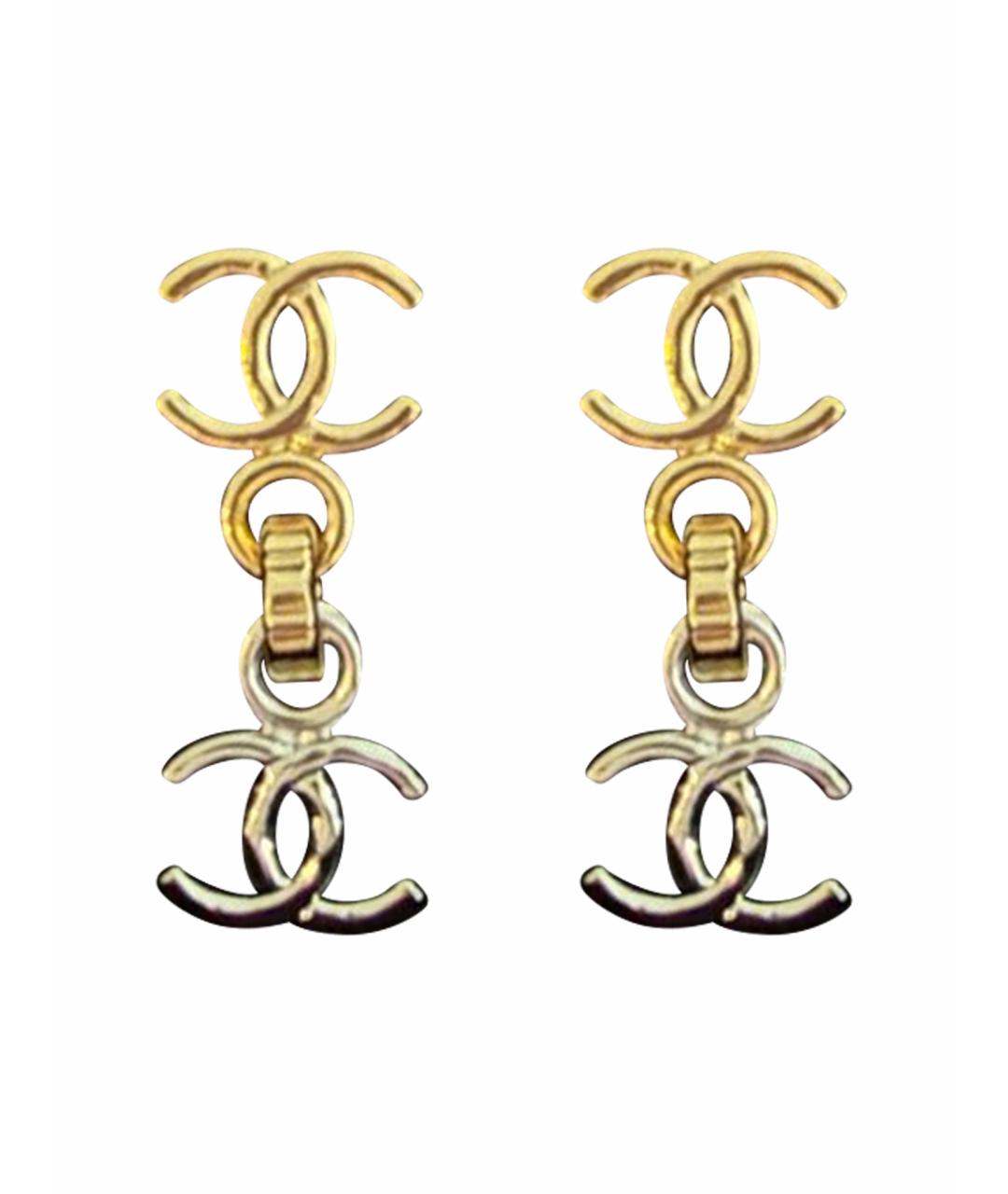 CHANEL Золотые металлические серьги, фото 1
