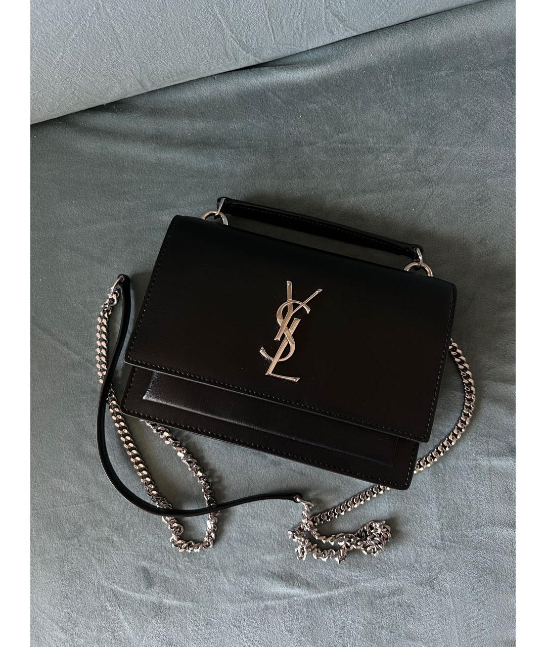 SAINT LAURENT Черная кожаная сумка через плечо, фото 9