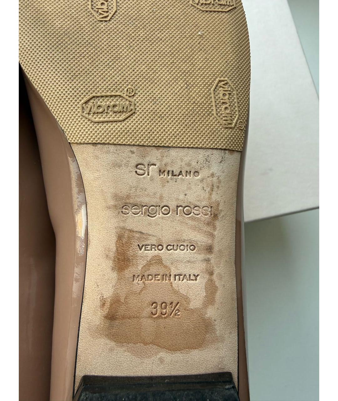 SERGIO ROSSI Бежевые балетки из лакированной кожи, фото 7