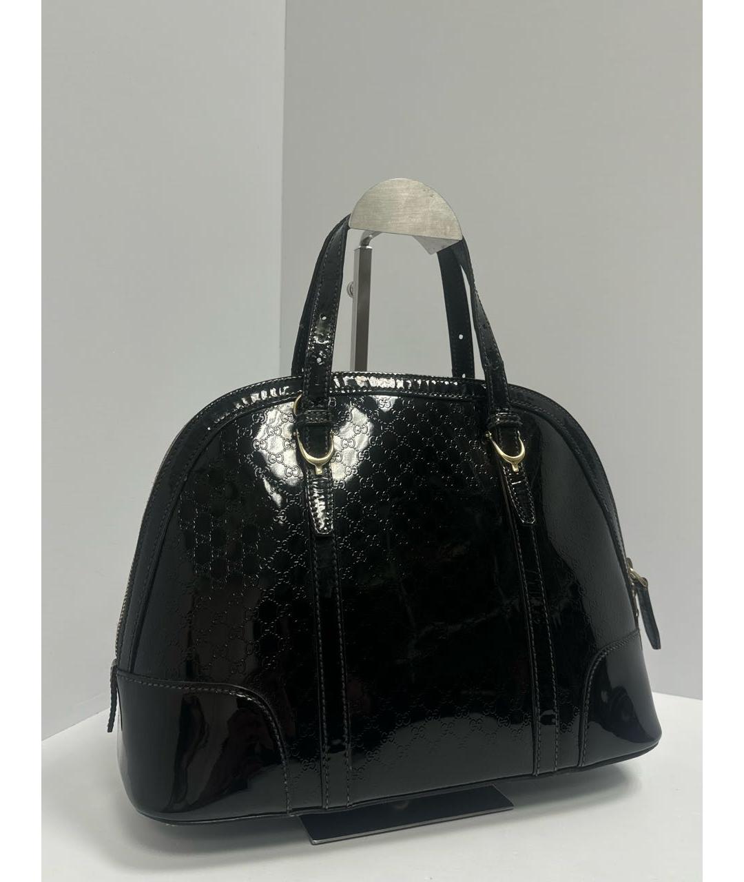 GUCCI Черная сумка тоут из лакированной кожи, фото 5
