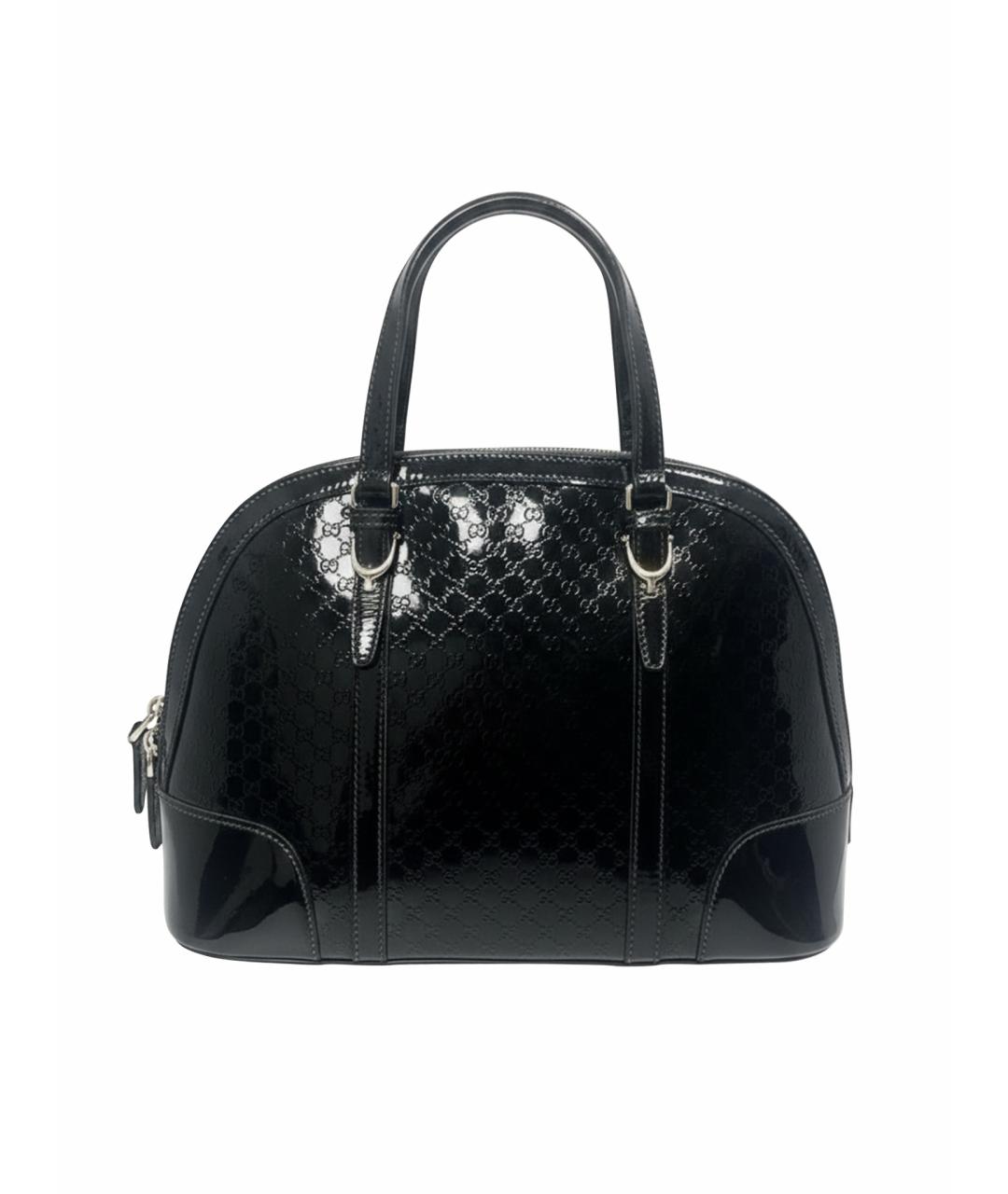 GUCCI Черная сумка тоут из лакированной кожи, фото 1