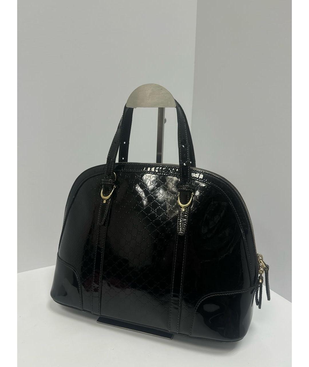 GUCCI Черная сумка тоут из лакированной кожи, фото 3