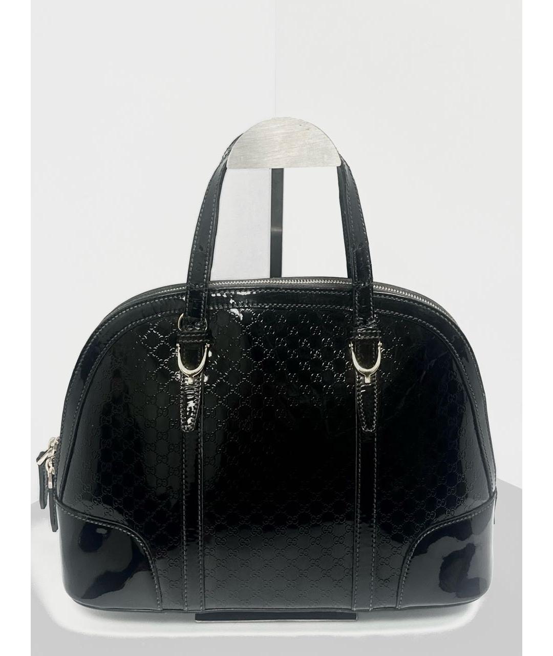 GUCCI Черная сумка тоут из лакированной кожи, фото 6