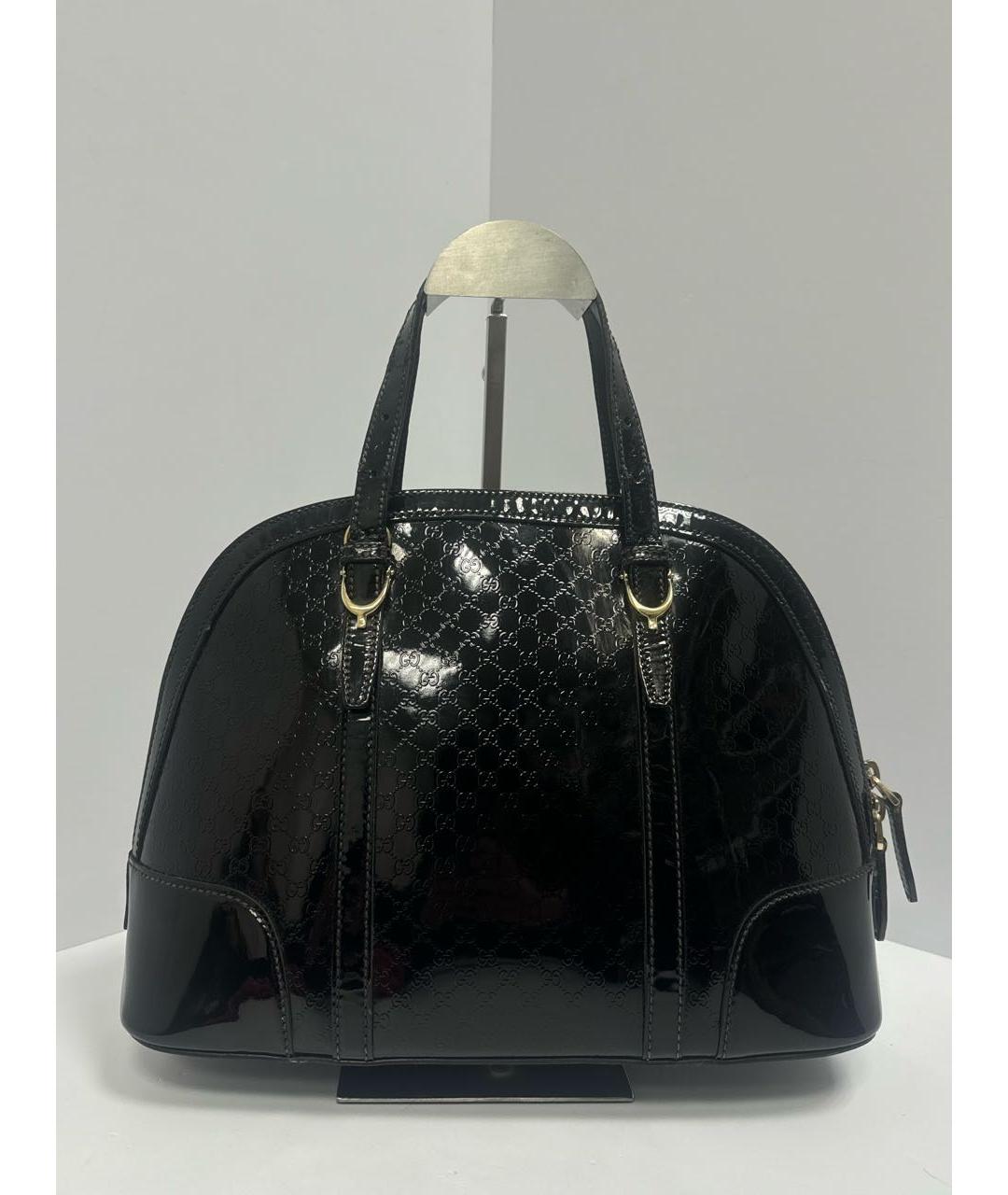 GUCCI Черная сумка тоут из лакированной кожи, фото 4