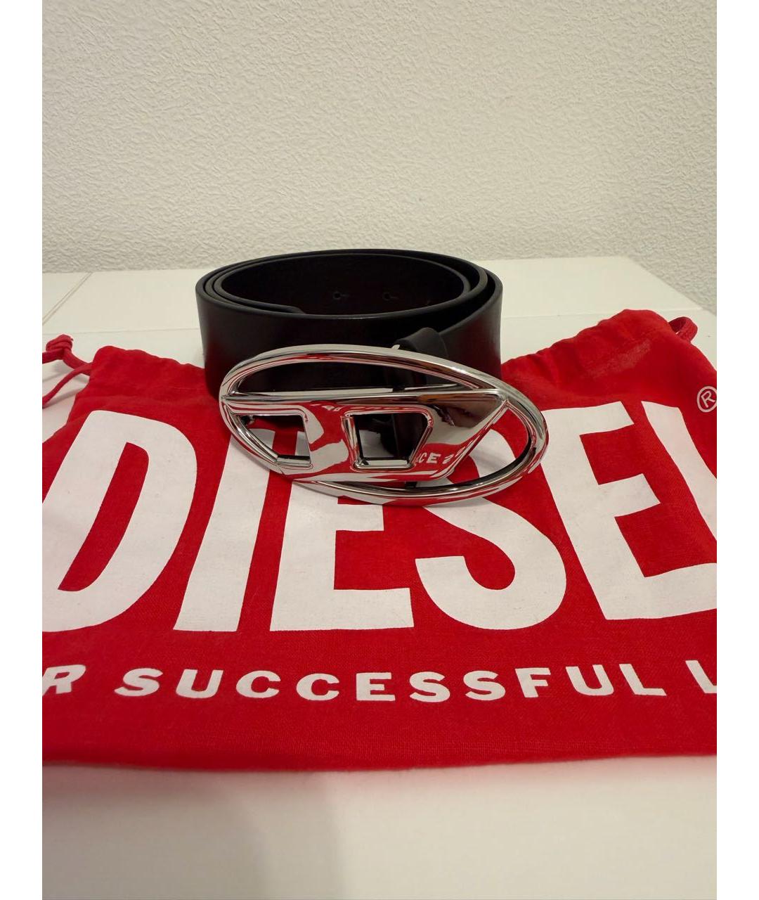 DIESEL Черный кожаный ремень, фото 4