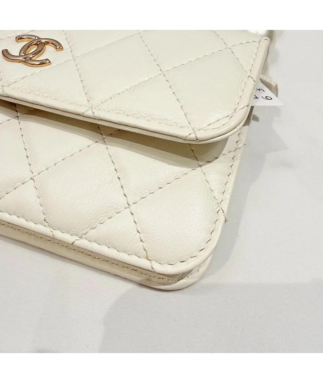 CHANEL Белая кожаная сумка через плечо, фото 7