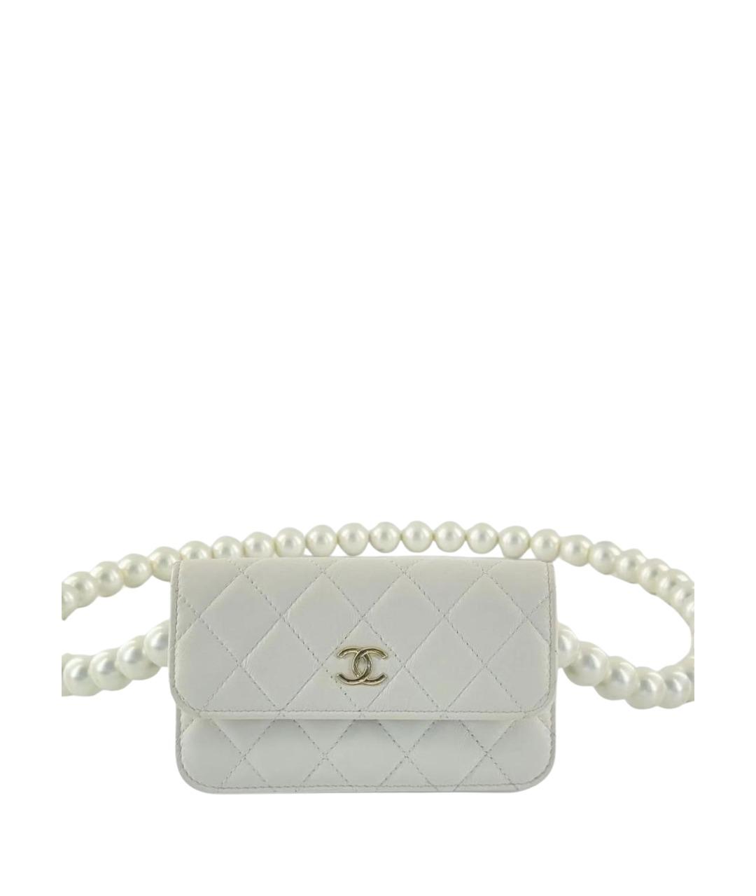 CHANEL Белая кожаная сумка через плечо, фото 1