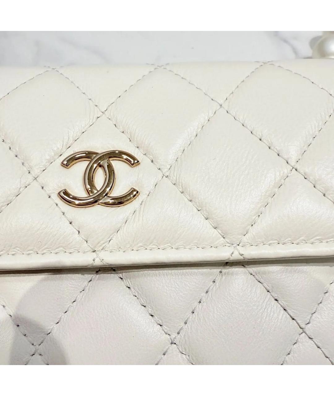 CHANEL Белая кожаная сумка через плечо, фото 8