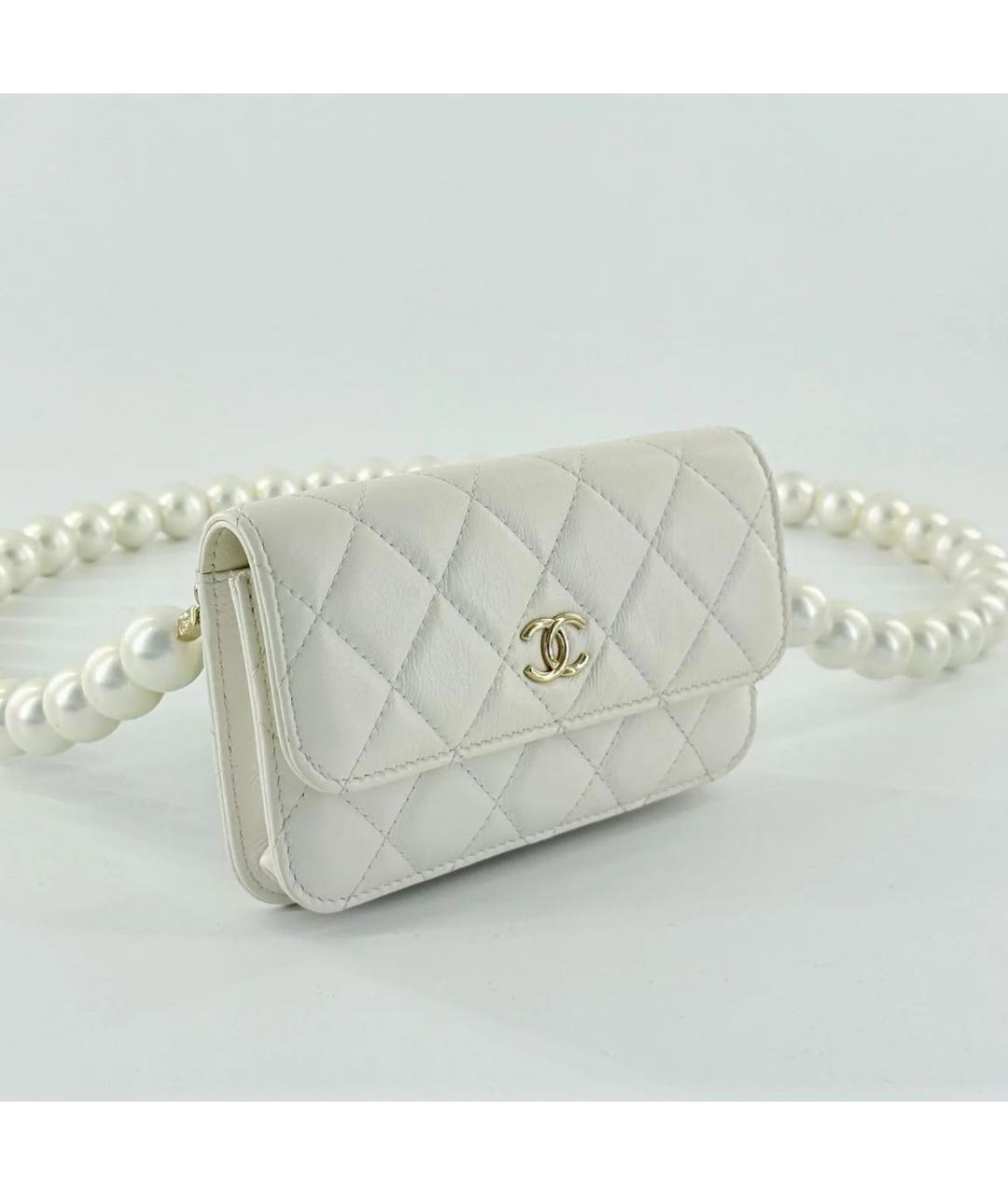 CHANEL Белая кожаная сумка через плечо, фото 3