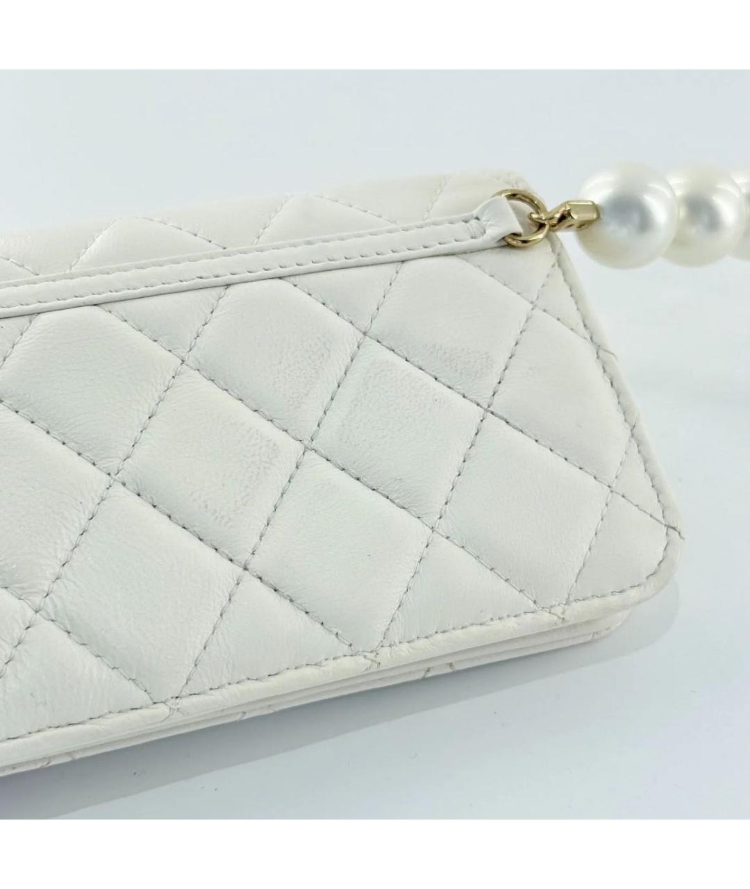CHANEL Белая кожаная сумка через плечо, фото 6