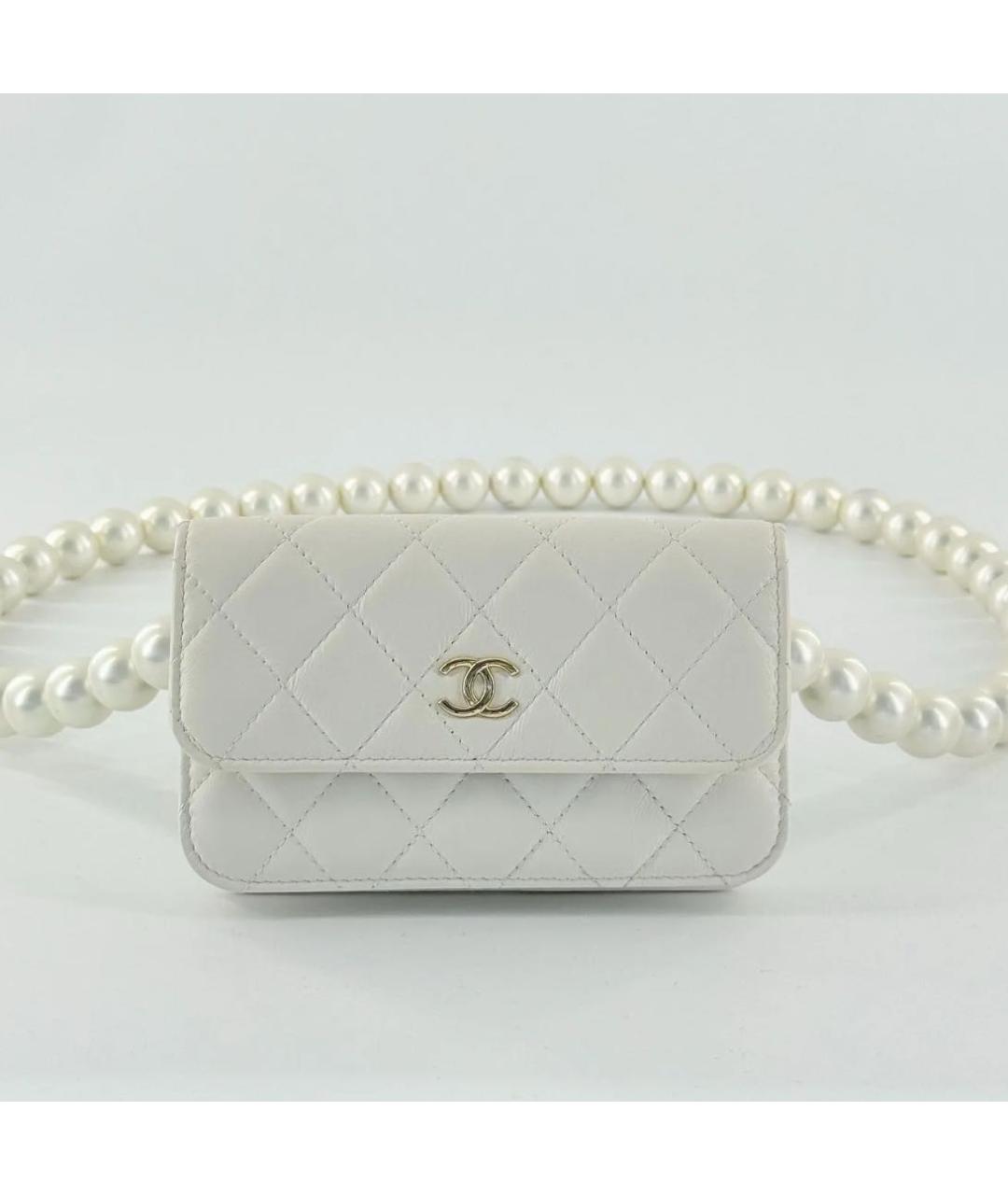CHANEL Белая кожаная сумка через плечо, фото 9