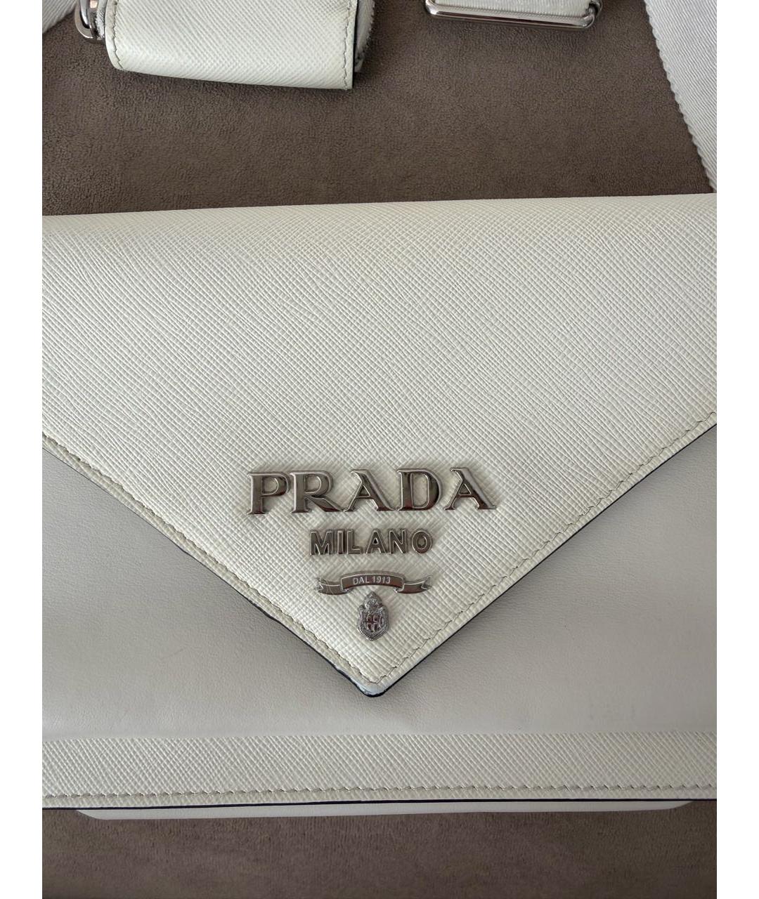 PRADA Белая кожаная сумка через плечо, фото 3