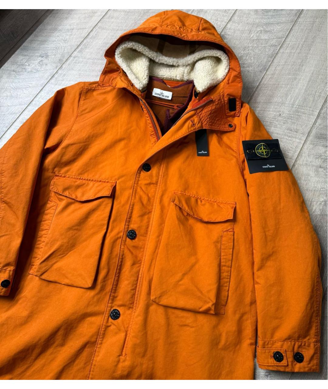 STONE ISLAND Оранжевая шерстяная парка, фото 5