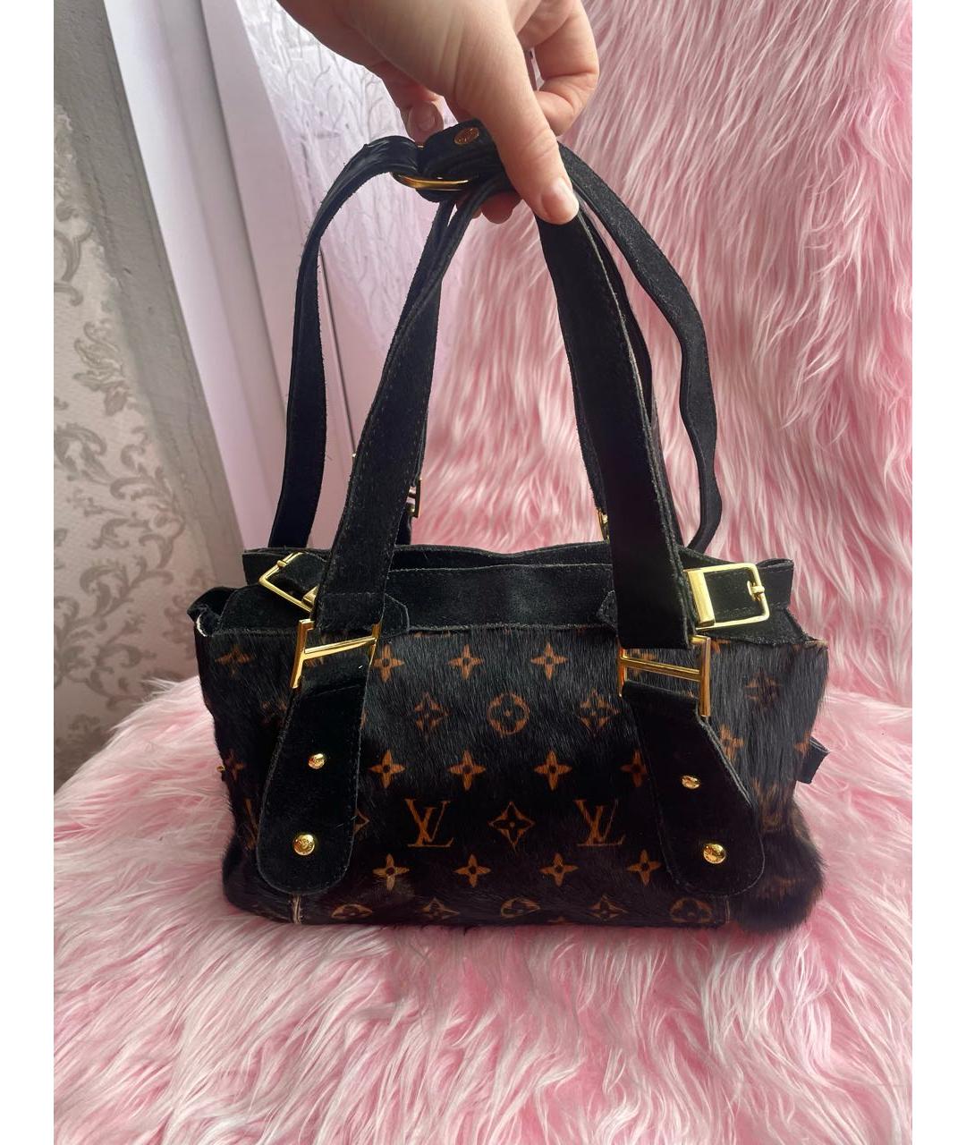 LOUIS VUITTON Черная замшевая сумка с короткими ручками, фото 7