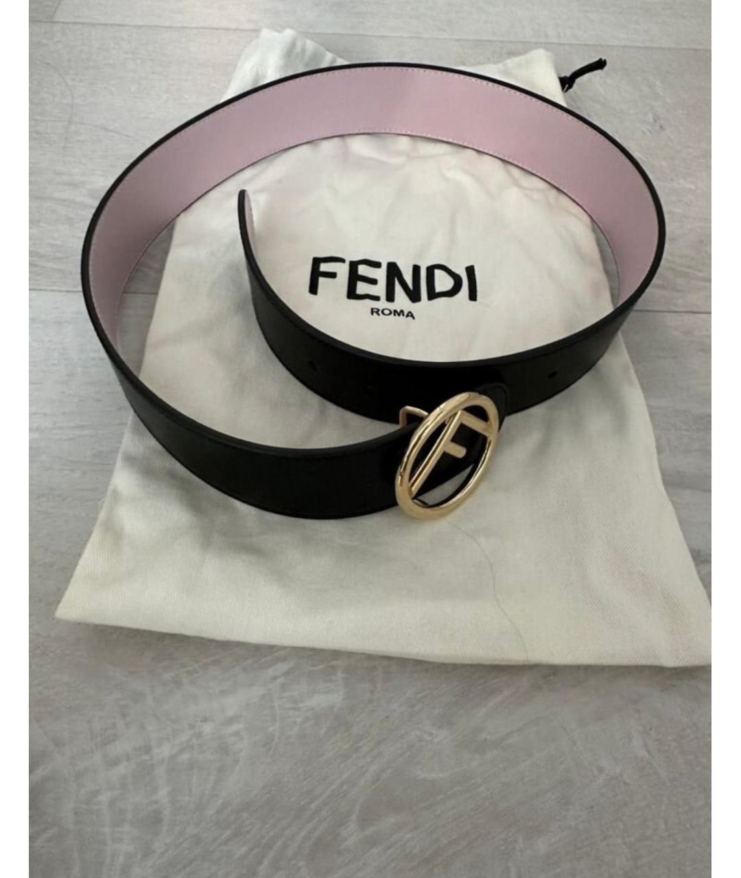 FENDI Черный кожаный ремень, фото 3