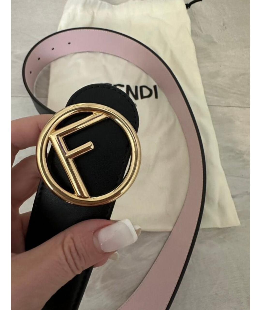 FENDI Черный кожаный ремень, фото 2