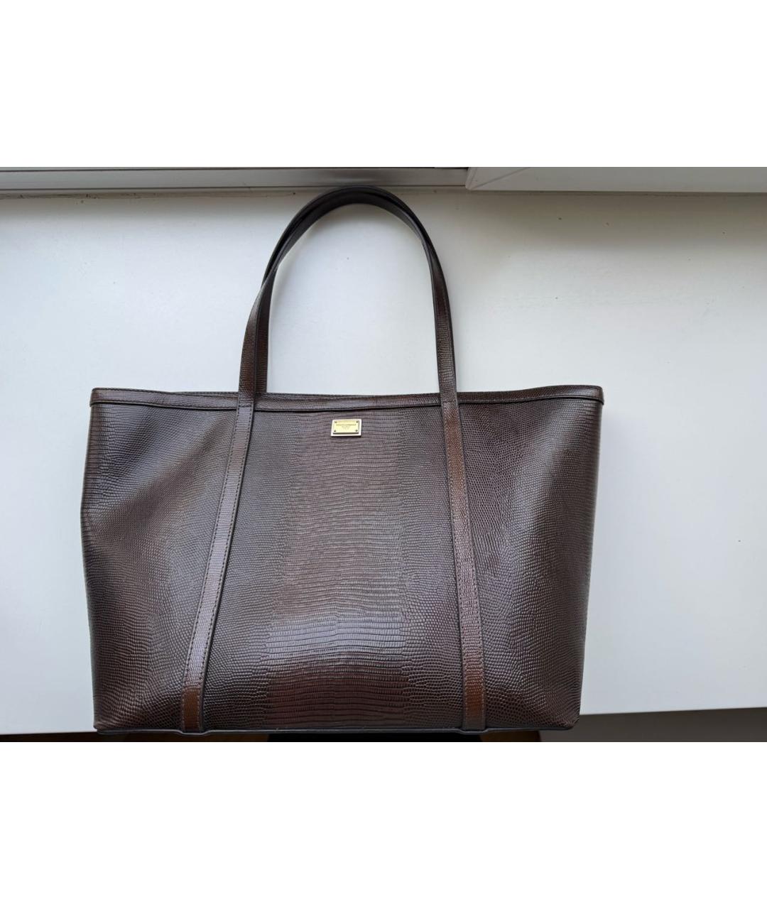 DOLCE&GABBANA Бордовая кожаная сумка тоут, фото 9