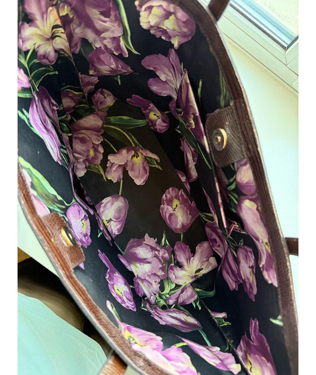 DOLCE&GABBANA Бордовая кожаная сумка тоут, фото 4