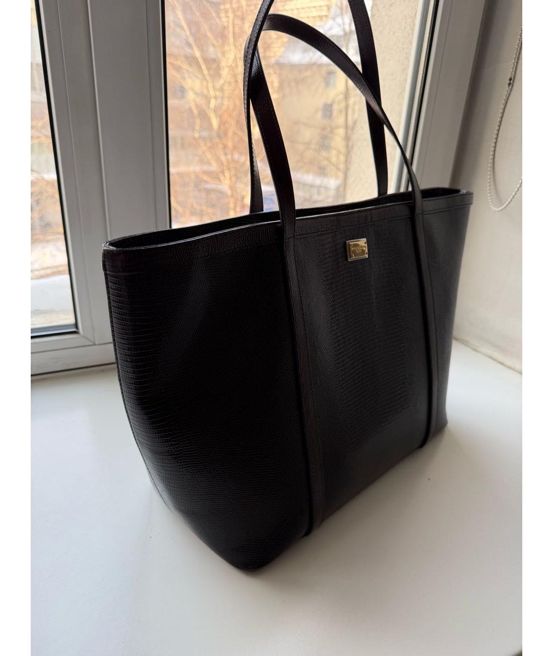 DOLCE&GABBANA Бордовая кожаная сумка тоут, фото 2