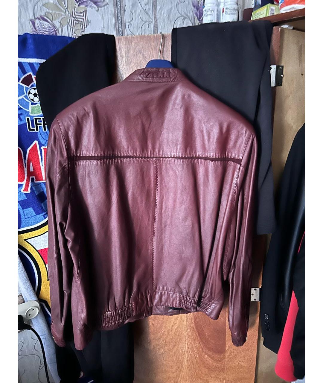 ZILLI Бордовая кожаная куртка, фото 2