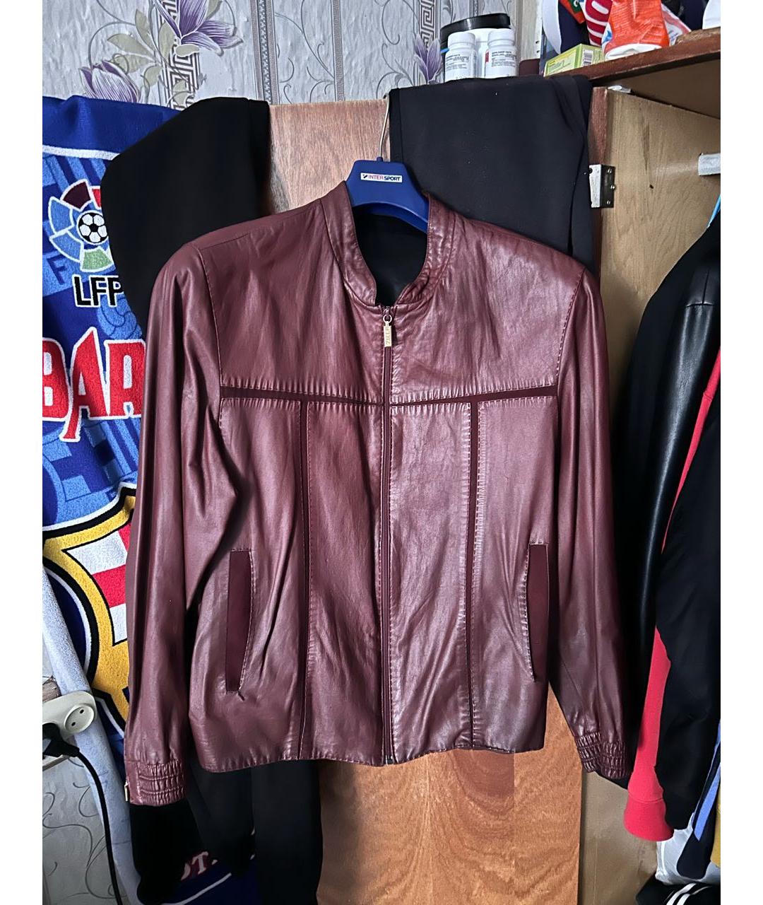 ZILLI Бордовая кожаная куртка, фото 7