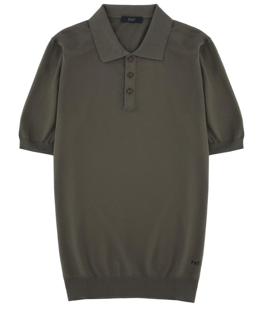 FAY Хаки хлопковое поло с коротким рукавом, фото 1