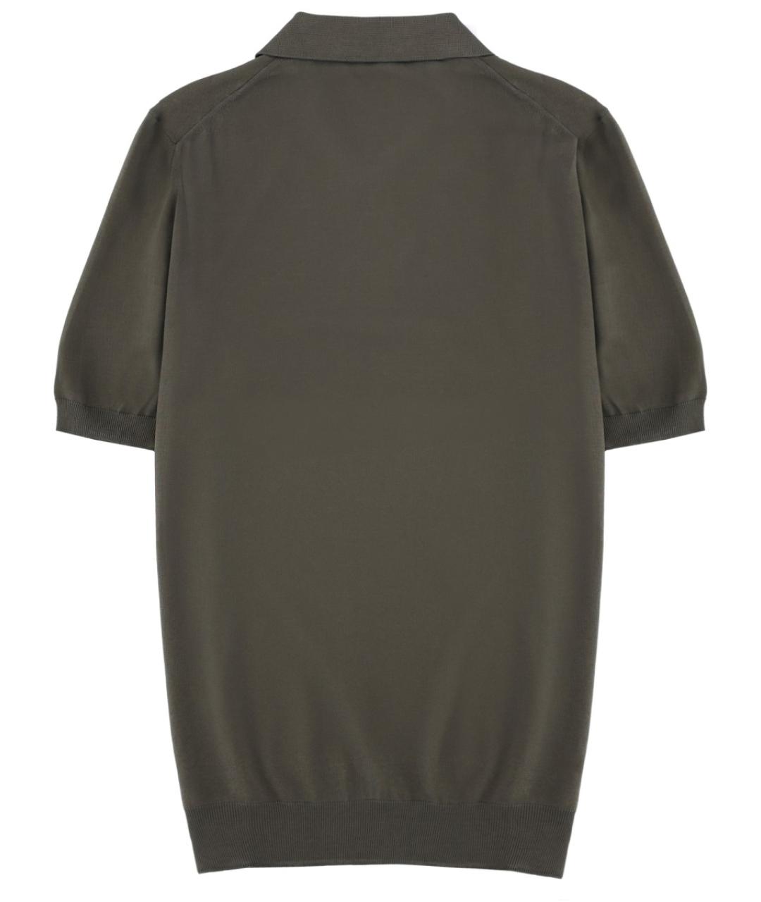 FAY Хаки хлопковое поло с коротким рукавом, фото 2