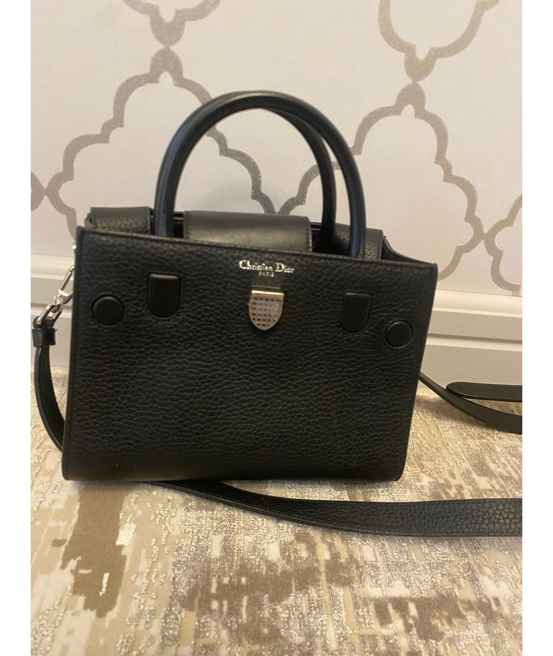 CHRISTIAN DIOR Черная кожаная сумка тоут, фото 6