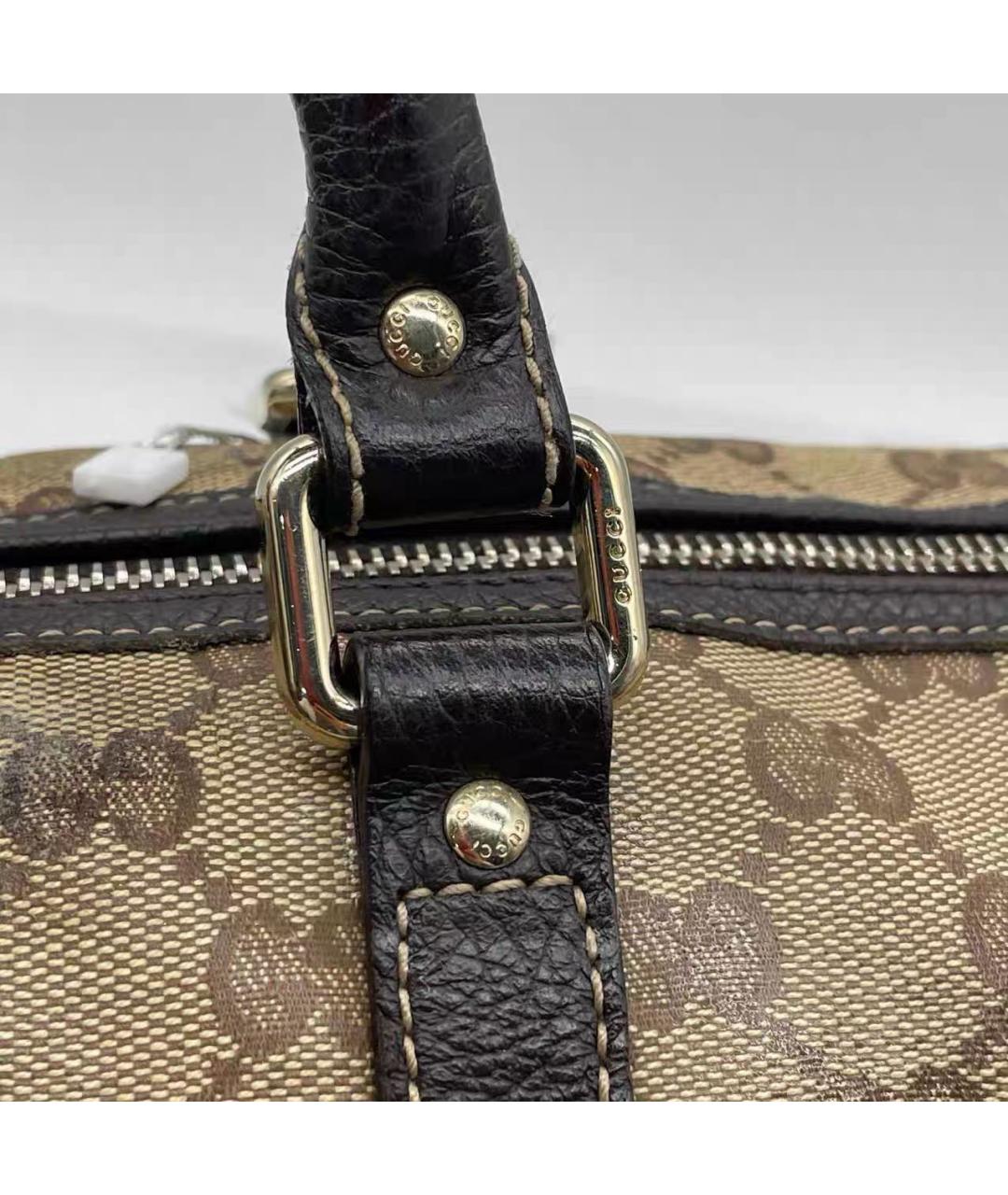 GUCCI Бежевая дорожная/спортивная сумка из лакированной кожи, фото 4