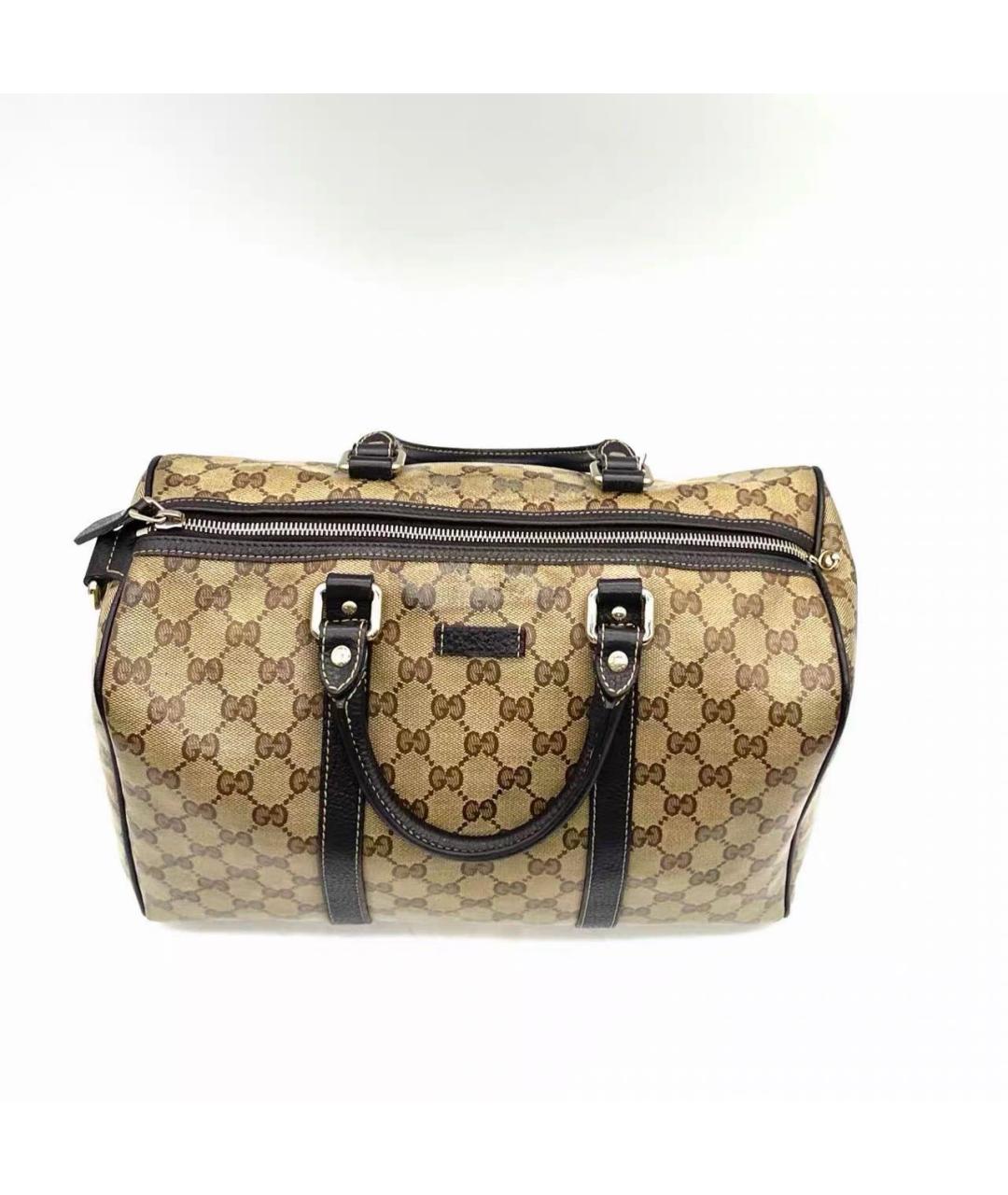 GUCCI Бежевая дорожная/спортивная сумка из лакированной кожи, фото 2