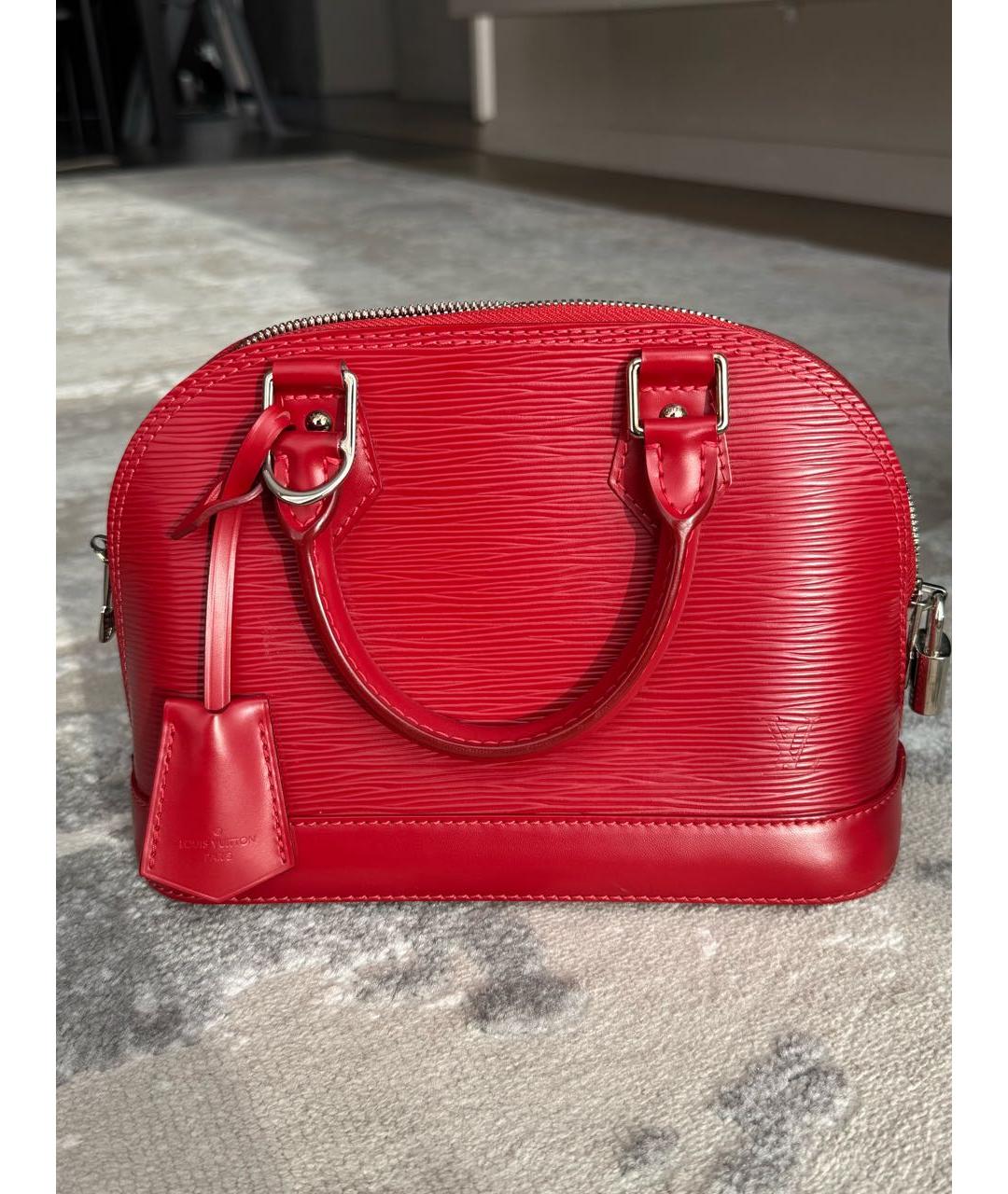 LOUIS VUITTON Красная кожаная сумка с короткими ручками, фото 7