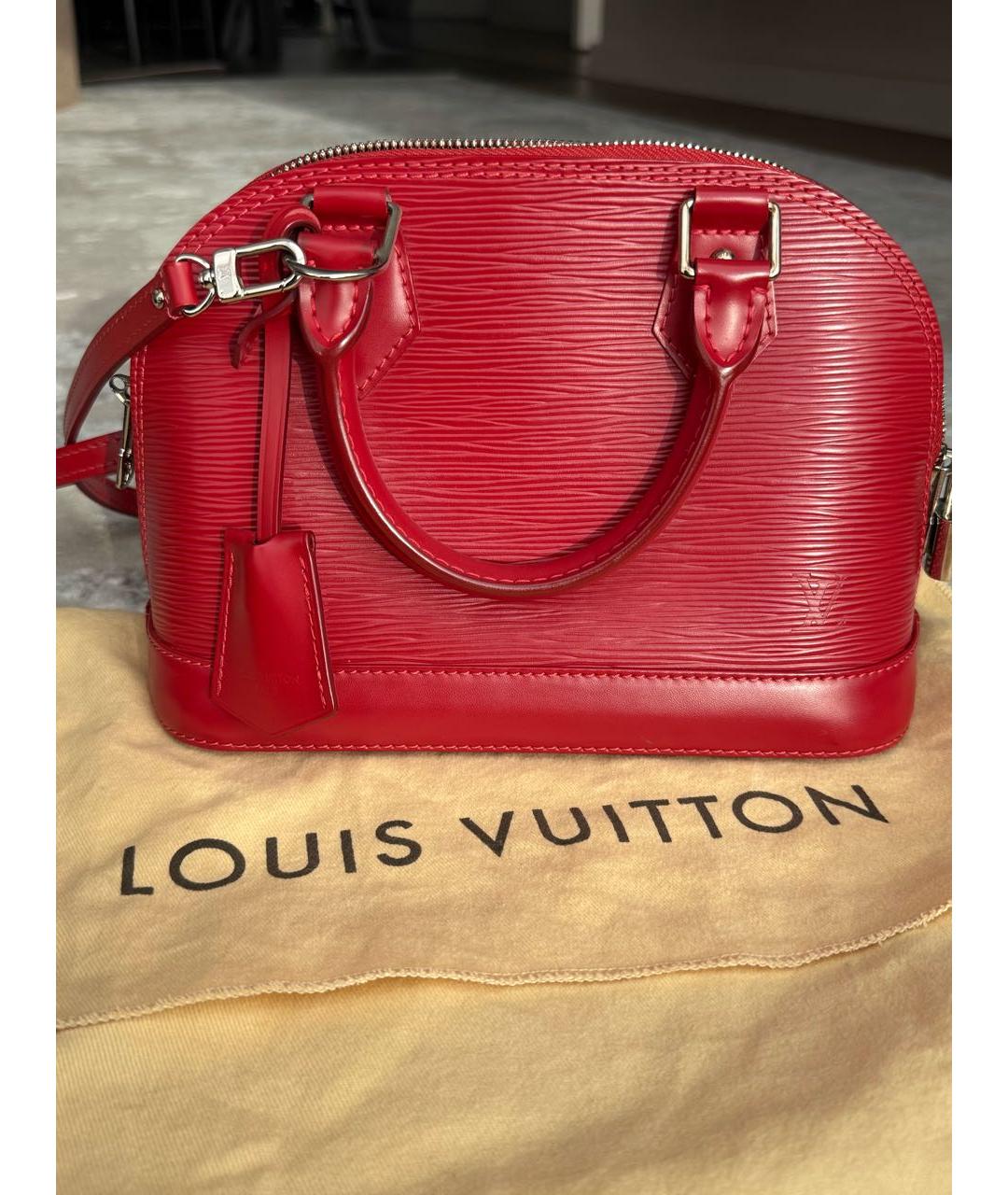 LOUIS VUITTON Красная кожаная сумка с короткими ручками, фото 6