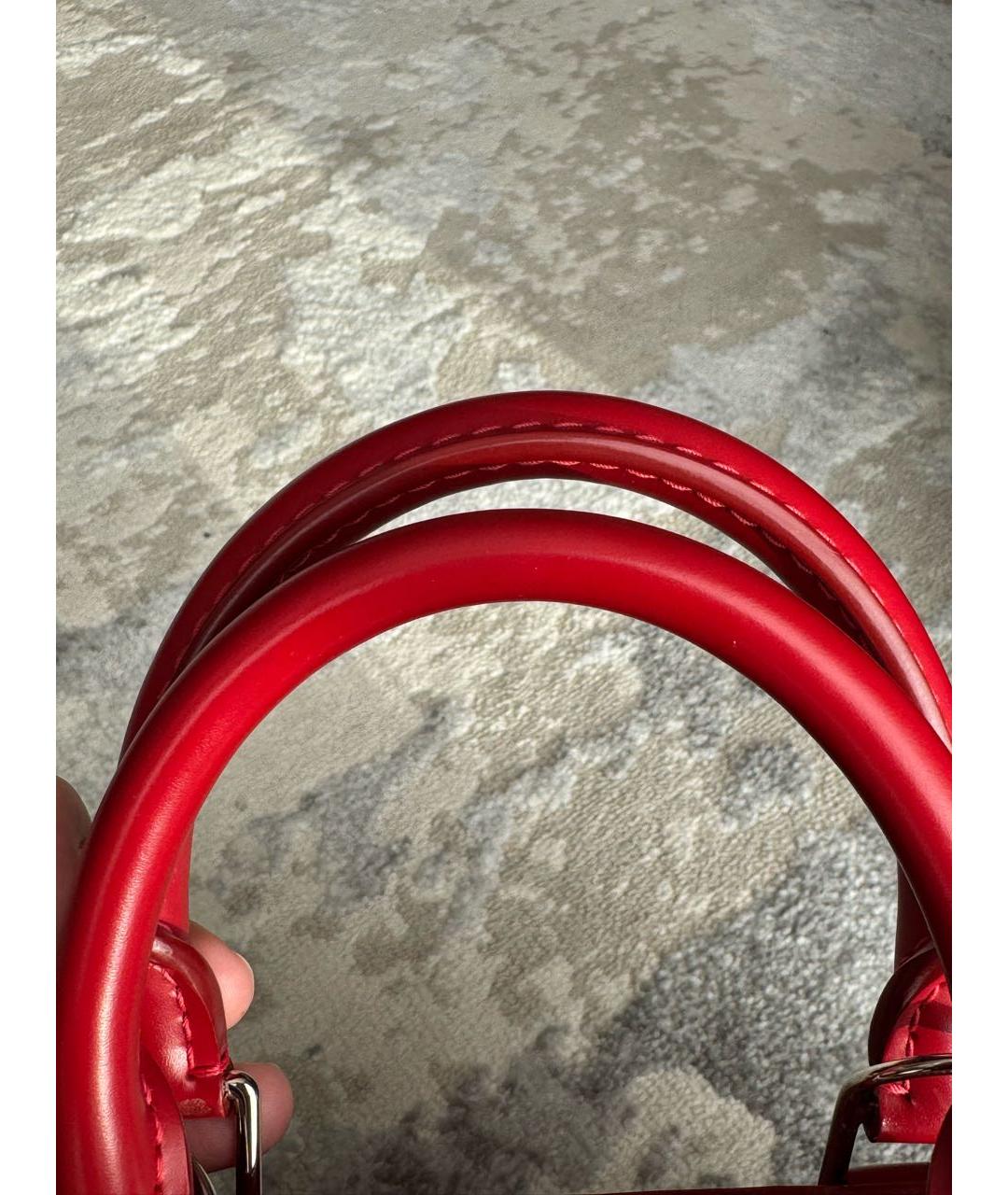 LOUIS VUITTON Красная кожаная сумка с короткими ручками, фото 5