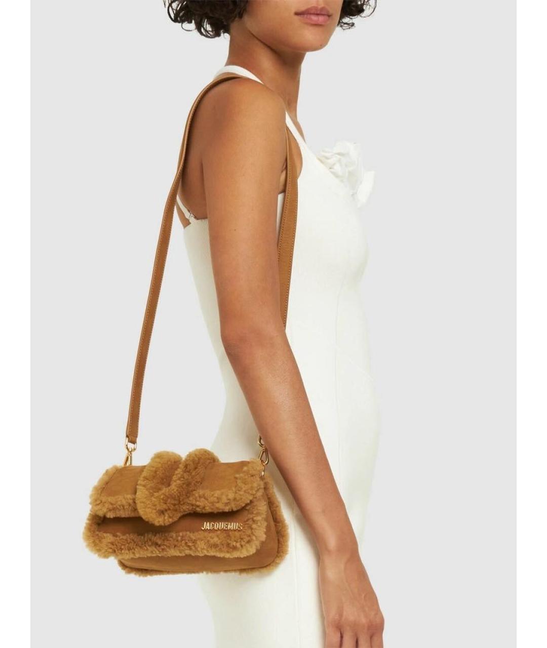 JACQUEMUS Горчичная кожаная сумка через плечо, фото 2