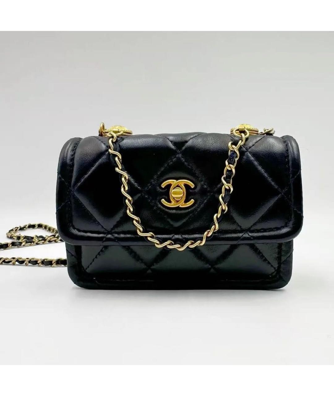 CHANEL Черная кожаная сумка через плечо, фото 9