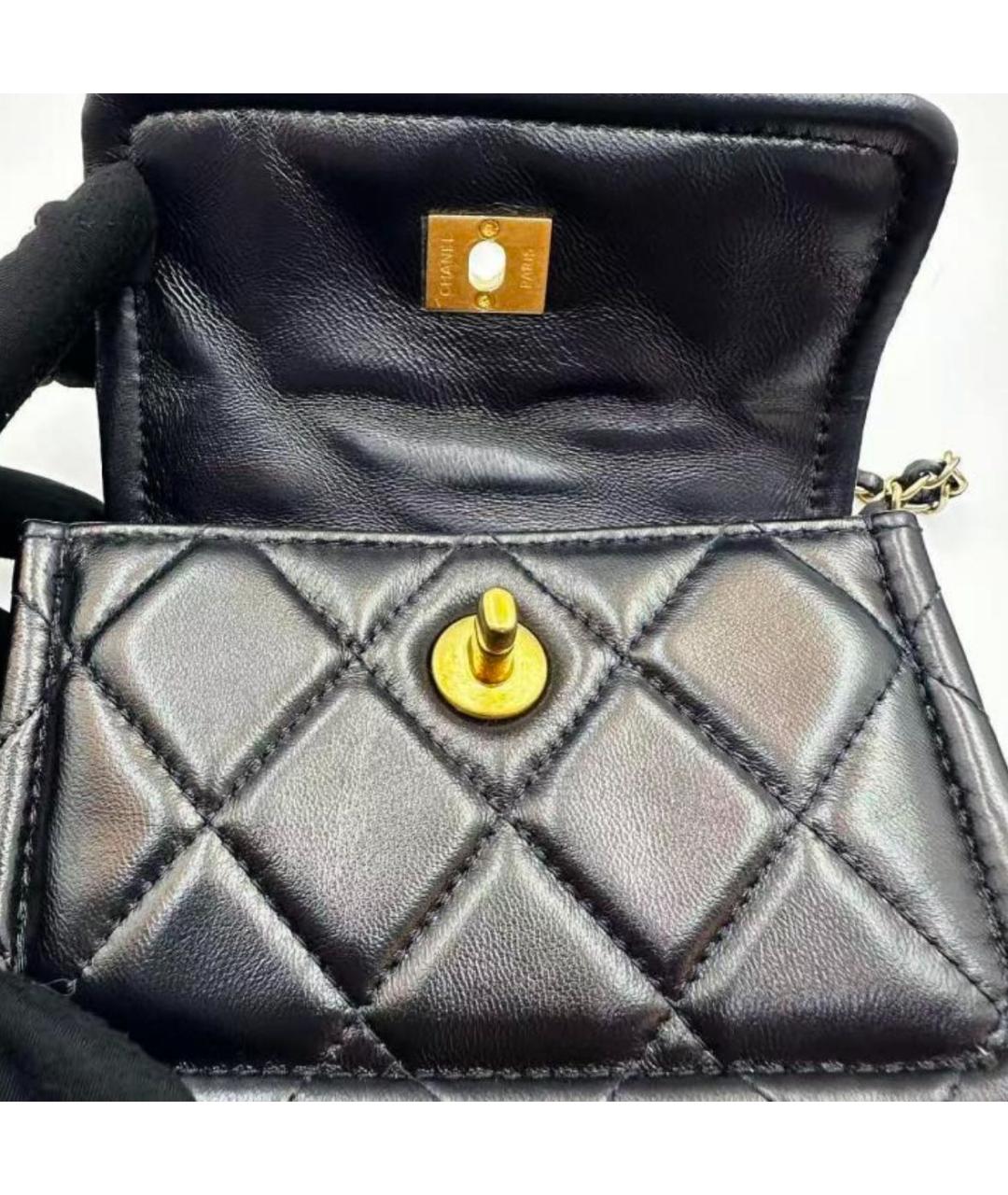 CHANEL Черная кожаная сумка через плечо, фото 7