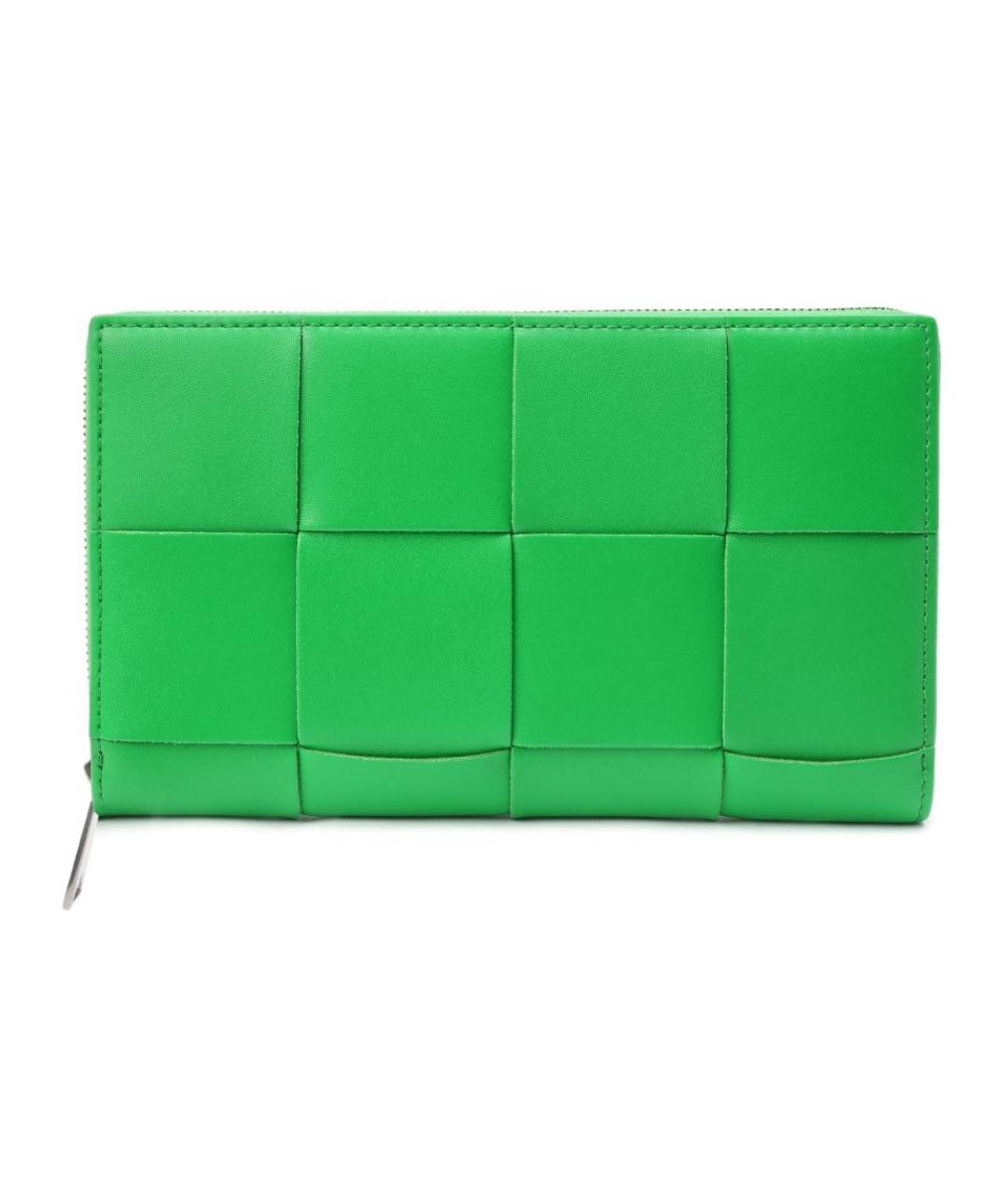 BOTTEGA VENETA Зеленый кожаный кошелек, фото 1