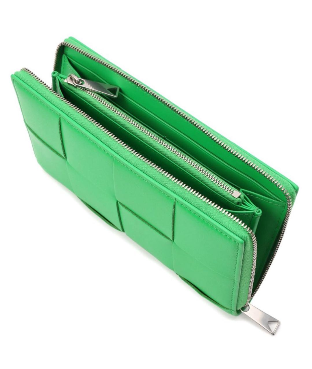 BOTTEGA VENETA Зеленый кожаный кошелек, фото 3