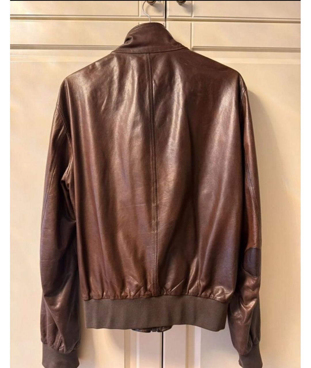 DOLCE&GABBANA Коричневая кожаная куртка, фото 2