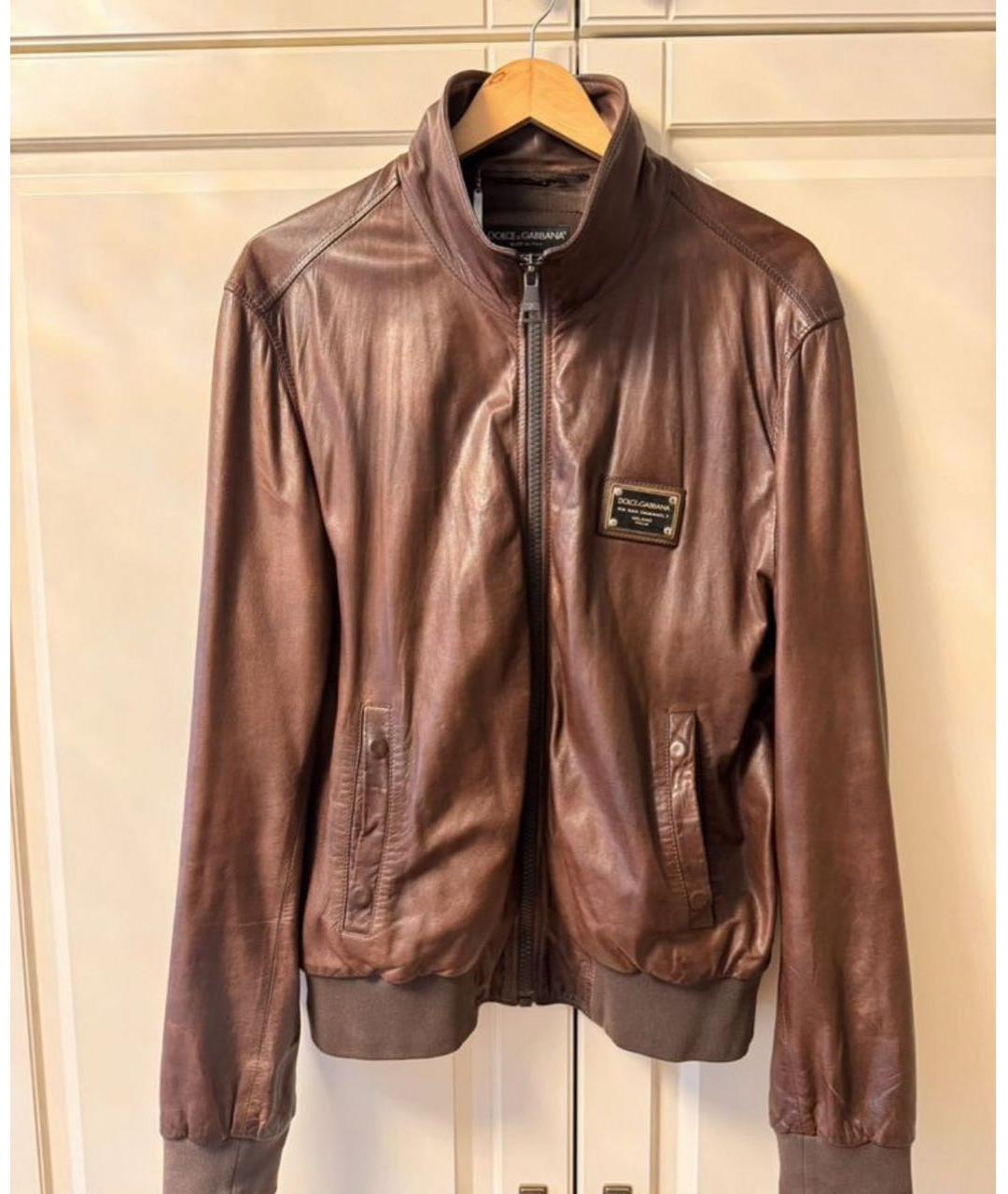 DOLCE&GABBANA Коричневая кожаная куртка, фото 5