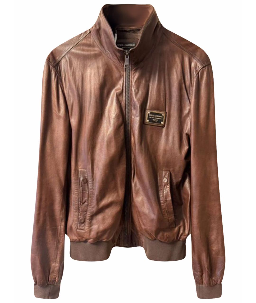 DOLCE&GABBANA Коричневая кожаная куртка, фото 1