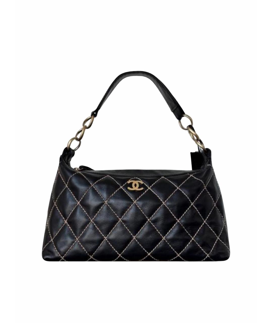 CHANEL Черная кожаная сумка с короткими ручками, фото 1