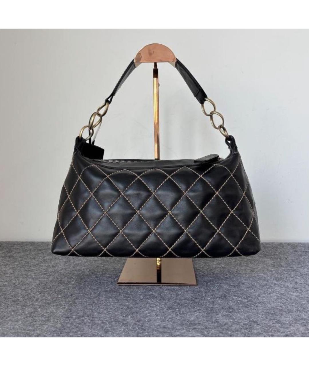 CHANEL Черная кожаная сумка с короткими ручками, фото 2