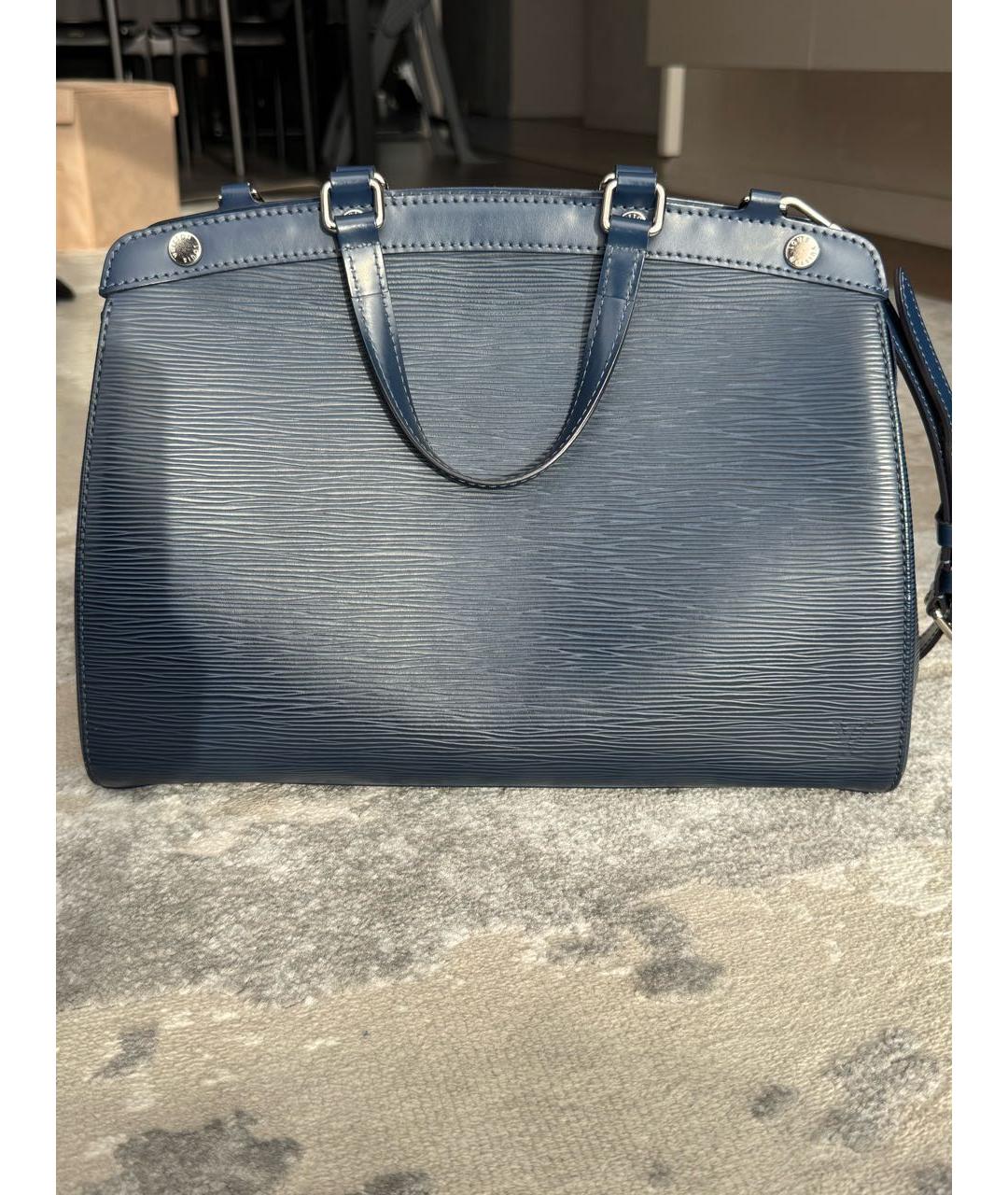 LOUIS VUITTON Темно-синяя кожаная сумка с короткими ручками, фото 2