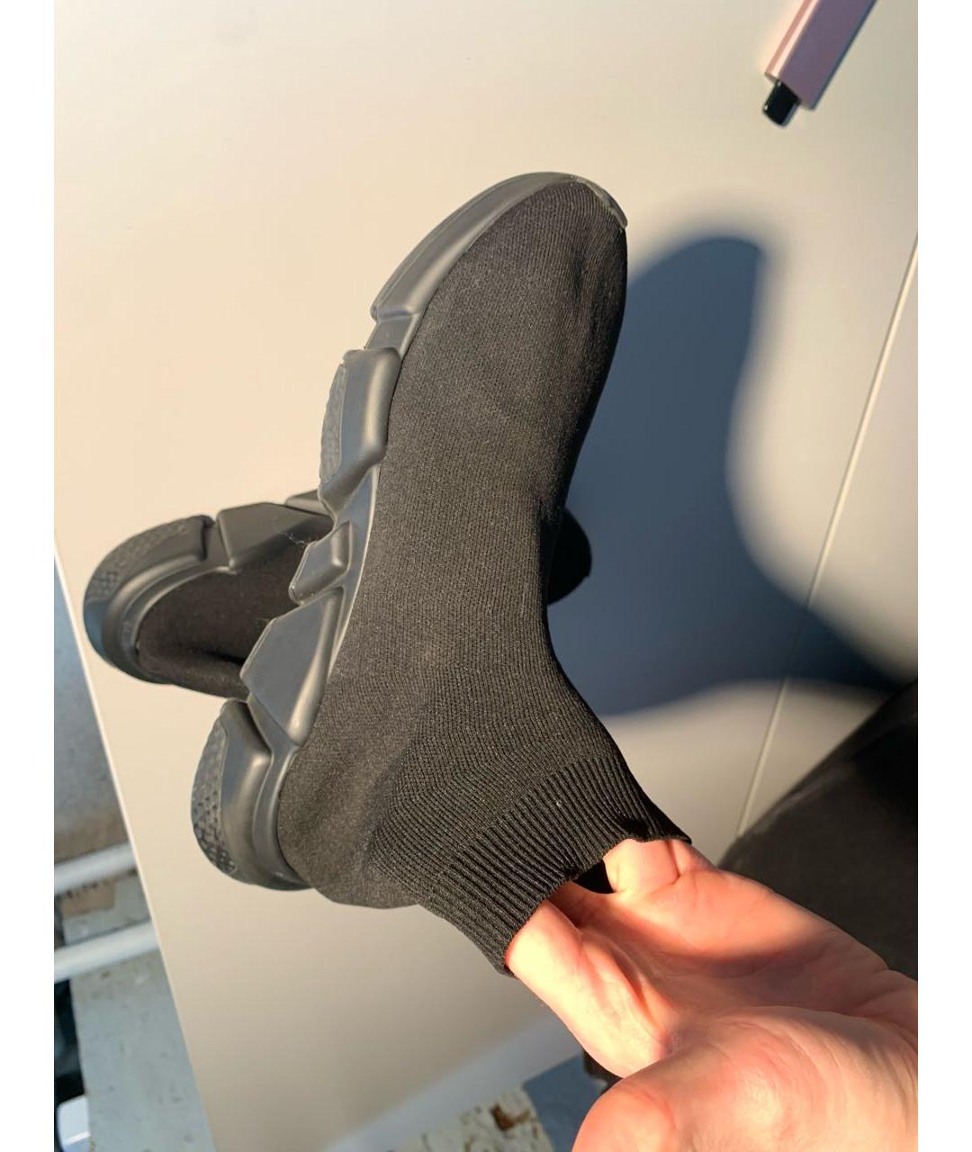 BALENCIAGA Черные текстильные высокие кроссовки / кеды, фото 7