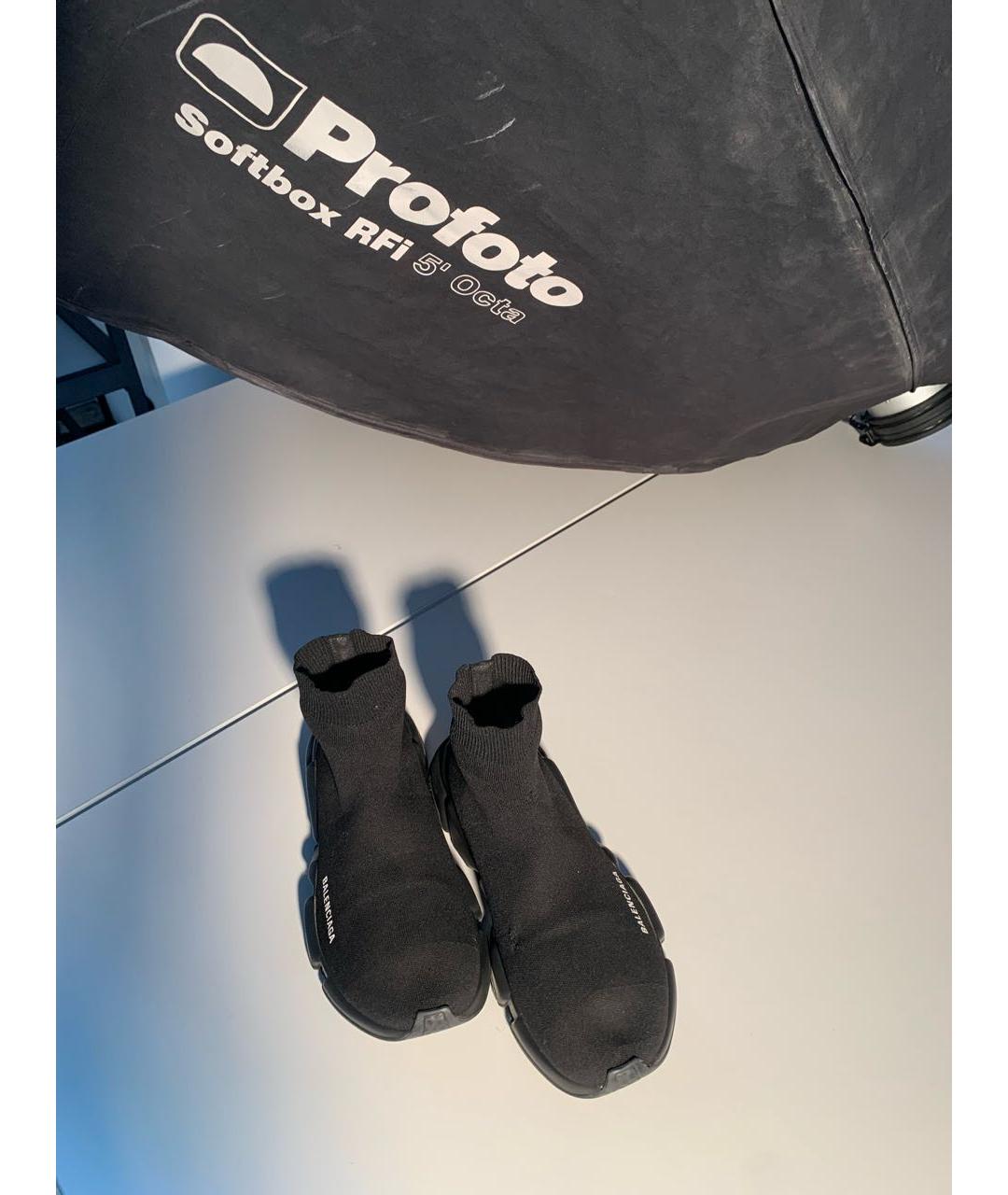 BALENCIAGA Черные текстильные высокие кроссовки / кеды, фото 3