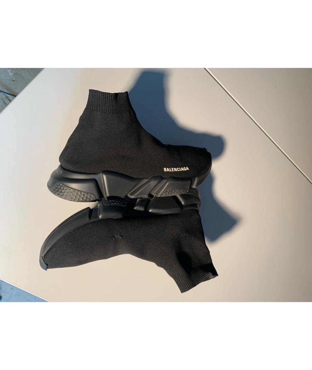 BALENCIAGA Черные текстильные высокие кроссовки / кеды, фото 8