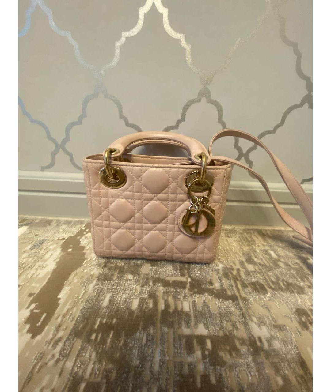 CHRISTIAN DIOR Розовая кожаная сумка тоут, фото 7